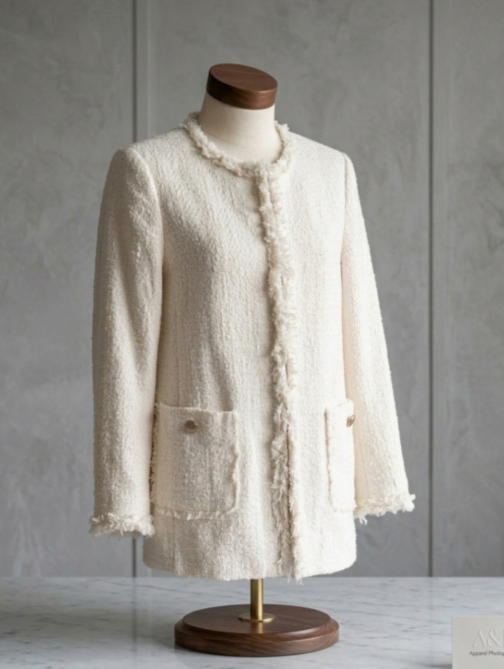 Zara Basic Long Tweed Jacket – Ecru – Size XS. Women's.